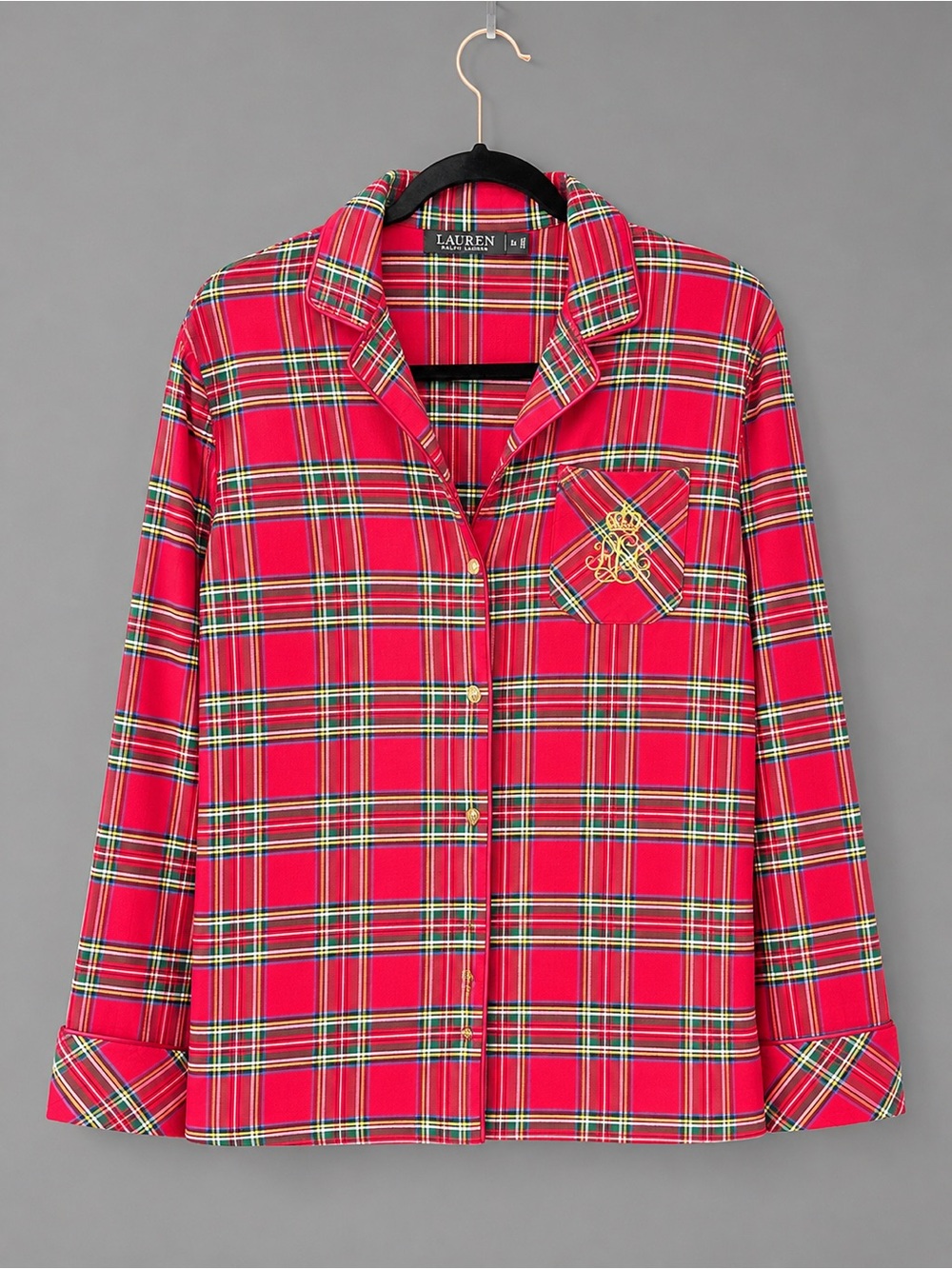 Lauren by Ralph Lauren Red Plaid Button-Front Pajama Set